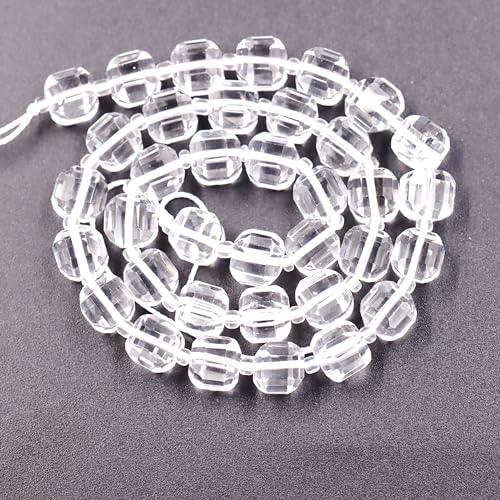 Malahill Wholesale Natural Faceted Stone Beads for Jewelry Making Sold per Bag 5 Strands Inside Cube Clear Quartz 6mm - color: clear quartz, size: Faceted Cube 6mm