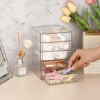 BTSKY Clear Acrylic Storage Organizer with Drawers, 5-Layer Desktop Organizer for Office Essentials, Multi-Purpose Stackable Container for Bathroom Vanity, Desk Makeup Jewelry Container Storage Box - size: 5-layer