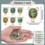 100pcs Mix Picture Enamel Gold Our Lady Miraculous Medal Floral Rosary Centerpiece Cross Jesus Virgin Mary Catholic Alloy Crucifix Charms for DIY Jewelry Making 12mmx16mm(A588)