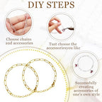 20Pcs Chain Charm Necklace Bracelet Making Kit, Adjustable Paperclip Bracelet necklace chains for charm jewelry making Alloy Link Chains with Lobster Clasps for Women DIY Jewelry Making (Gold) - color: Gold
