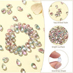 UR Urlifehall 100 Pcs Glass Teardrop Charms Transparent Spray Painted Glass Beads with Glitter Powder Beads for DIY Jewelry Crafts Making - color: 100pcs-9x6x6mm-glass teardrop beads