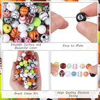 100 Pcs Sports Ball Beads Bulk with 5.5 Yard Elastic Rope,Acrylic Softball American Football Basketball Volleyball Baseball Tennis Beads for DIY Bracelet Necklace Keychain Jewelry Making Accessories - color: Mixed