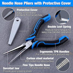 SPEEDWOX Mini Needle Nose Pliers Serrated Jaw with Protective Cover Needle Nose Pliers For Jewelry Making Mini Precision Wire Looping Fine Plier For Jewelry Making Wire Bending Small Object Gripping - style: Needle Nose Pliers Serrated Jaw with Cover