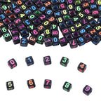 1000pcs Black Square Acrylic Number Letter Beads 6x6mm Colorful Number 0-9 Beads for Jewelry Making and DIY Bracelets Necklaces Key Chains - color: Black Mixed Colorful Number 0-9