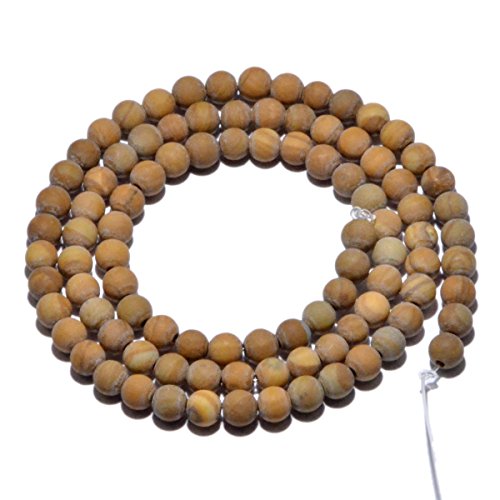 AD Beads Beautiful Natural Matte Gemstone Round Spacer Loose Beads 4-12mm (4mm, 13 Matte Woodgrain) - color: 13 Matte Woodgrain, size: 4mm