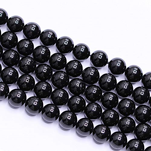 Natural Gemstone Loose Beads Smooth Round Approxi 15 inch DIY Bracelet Necklace for Jewelry Making (6mm, Black Tourmaline) - color: Black Tourmaline, size: 6mm
