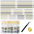 1682 Pcs 4 Colors 4/6/8/10mm Jump Rings with Opening Tool, Lobster Claw Clasps, Eye Pins, Jewelry Making Findings for Earring, Necklaces,Bracelets DIY (Gold/Bronze/Silver/Gun-Metal)