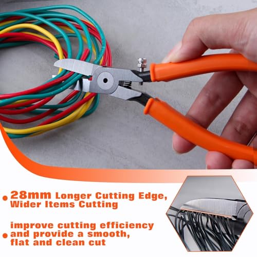 SPEEDWOX 6 Inch Precision Flush Side Cutters With Longer Cutting Edge, Ultra Sharp Wire Cutter Side-Cutting Pliers With Longer Flush Cutting Edge Flush Cut Trimmers For Cables Wires Zip Ties Model - size: 6" with 28mm longer Jaw