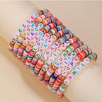 12pcs Friendship Bracelets Beaded Bracelets Heishi Bracelet Cute Bracelets Stack Vinyl Clay Disc Bead Surfer Stretch Summer Beach Bracelets For Women Preppy Bracelets - color: Z-1 color