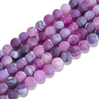 6mm Froasted Purple Agate Round Natural Gematone Loose Beads for Jewelry Making DIY 1 Strand 15" - color: Purple Froasted Agate, size: 6mm