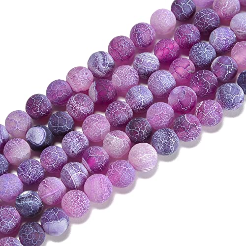 6mm Froasted Purple Agate Round Natural Gematone Loose Beads for Jewelry Making DIY 1 Strand 15" - color: Purple Froasted Agate, size: 6mm