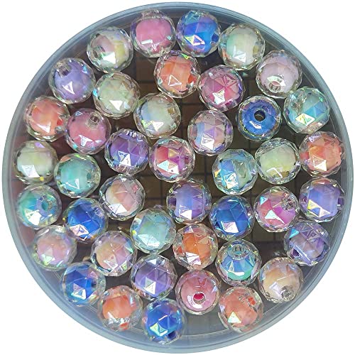 Mixed Lots Shiny AB Color Acrylic Faceted Bead DIY Beading Hairband Bracelets Necklace Craft Embelishment (Mixed Colors-1) - color: Mixed Colors-1