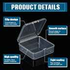 Menkxi 100 Pcs 2.8 x 2.8 x 1 Inch Plastic Bead Storage Containers Box Transparent Boxes with Hinged Lid Clear Bead Organizer Box for Small Items DIY Craft Jewelry Hardware Business Cards Game Pieces