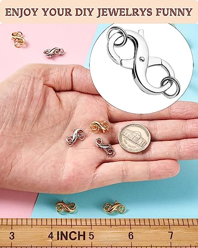 Dailyacc Double Opening Lobster Clasp 316 Stainless Steel Silver and Gold Pleted Necklace Bracelet Extender Clasps and Closures for DIY Jewelry - color: 2Gold & 2Silver, size: 16mm × 8mm