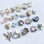 Chenkou Craft Random 20pcs Wholesale Lots Mix Alloy Resin Rhinestone Flowers Pendants Charms Beads Bracelet Necklace Jewelry Findings