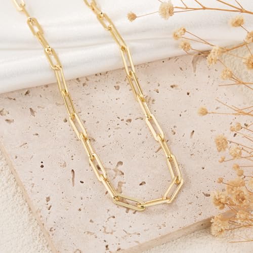 GTVOODX Chunky Paperclip Chain Roll Gold Filled 4 Meters Stainless Steel Handmade Paper Clip Link Chains Spool Bulk for Women Jewelry Making with Lobster Clasps Jump Rings - color: Gold Thick Paperclip Chains