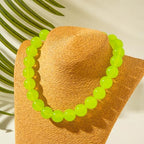 Chunky Acrylic Resin Beaded Necklace for Women Colorful Large Round Choker Adjustable Stack Acrylic Beads Necklace Resin Summer Party Jewelry - style: Green