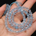 Natural Stone Beads Faceted Square Shape Blue Topaz Crystal Beads for Jewelry Making Necklace Craft Gift 5x5mm