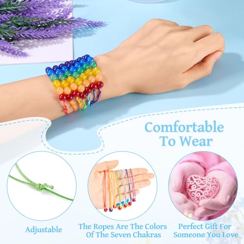 Elecrelive Glass Round Beaded Bracelet Set Clay Beaded Bracelets Stretch Bracelets - color: Mix 7 Colors