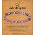 MAIBAOTA Healing Crystal Bracelet for Women Men, 8/4 mm Natural Stone Beaded Bracelets, Jewelry Birthday Gifts, Round Gemstones Stretch Bracelets - color: Red-Rhodonite, size: 8 mm