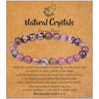 MAIBAOTA Healing Crystal Bracelet for Women Men, 8/4 mm Natural Stone Beaded Bracelets, Jewelry Birthday Gifts, Round Gemstones Stretch Bracelets - color: Red-Rhodonite, size: 8 mm