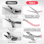 2 Pack Needle Nose Pliers, 5.9 Inch Small Needle Nose Pliers for Jewelry Making, Pink Mini Plier for Crafts, Precision Plier Set for Jewelry Repair Wire Bending Gripping Tiny Project