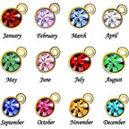 BetterJonny 120 Pieces Crystal Birthstone Charms Beads, 12 Colors Round Crystal Charm with Rings Handmade Jewelry Pendants for Jewelry Necklace Bracelet Earring Making - color: （#A）Gold Round