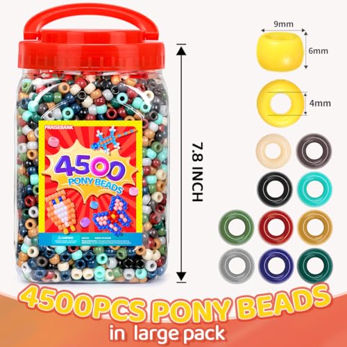Praisebank Pony Beads, 4500pcs 6x9mm, Wholesale Beads, Bracelets Jewelry Making, Arts & Crafts(Earth-Tone) - color: Earth-tone, size: Large Size