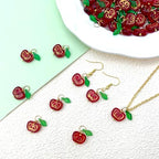 50pcs Glass Pendant Charms - Multicolor Theme Drops for Necklace Craft, Jewelry Making Supplies (Various Styles) - style: Apple