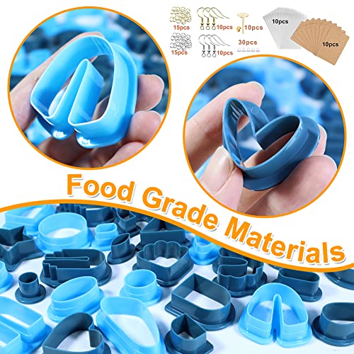 PTFJZ Polymer Clay Cutters for Earring Making - 160pcs Clay Tools Set with Earrings Accessories, 42+8pcs Different Shape Plastic Clay Cutters (Style B-Blue) - color: Style B-Blue