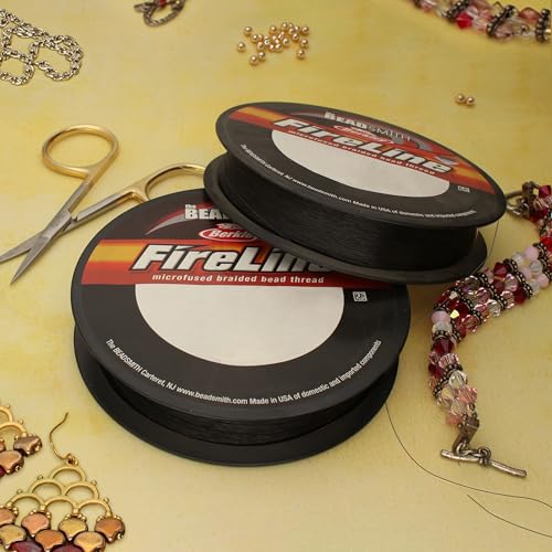 The Beadsmith Fireline by Berkley – Micro-Fused Braided Thread – 8lb. Test, .007”/.17mm Diameter, 300 Yard Spool, Smoke Grey – Super Strong Stringing Material for Jewelry Making and Bead Weaving - color: Smoke Grey, size: 8lb, .007", 300 Yard