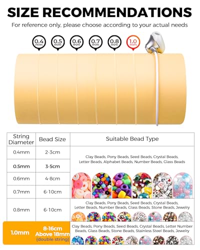 3 Rolls Elastic Bracelets String Cord, 1mm Round Crystal Elastic String for Bracelets Necklace Beading & Jewelry Making, White Transparent Stretch Bead Cord Thread - size: 1mm