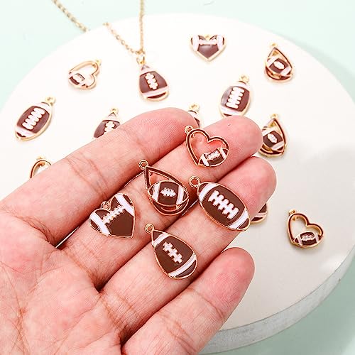 20PCS Sports Charms Enamel Basketball Baseball Pendant Charms for Jewelry Making Rhinestone Ball Game Softball Charms for Necklace Bracelet Earrings DIY Crafts - color: Set 5