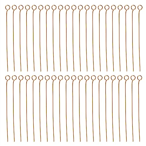 Shapenty 200PCS Mini Metal Wire Eyepins Beading Small Open Eye Head Pins Needles Bulk for DIY Craft Bead Earring Pendant Necklace Bracelet Jewelry Charm Finding Making (40mm/1.57Inch, Gold) - color: Gold, size: 40 mm