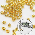 TOAOB 100pcs Gold Spacer Beads 6mm Filigree Hollow Ball Beads Round Metal Loose Beads for DIY Crafts Bracelets Necklaces Earrings Jewelry Making - color: Gold, size: 6mm