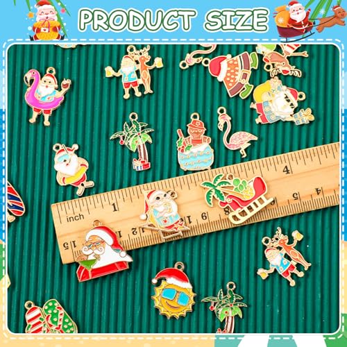 MARFOREVER 40 Pcs/20 Pairs Christmas in July Charms, Summer Christmas Enamel Charm Holiday in July Beach Hawaiian Pendants for Bracelet Necklace Earrings Making Accessories - style: Christmas in July