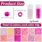 SUNNYCLUE 12 Jars 120G 2mm Glass Seed Beads Pink Seed Beads Purple 12/0 Small Round Glassy Crystal Friendship Waist Loose Spacer for Jewelry Making DIY Necklace Bracelet Jewelry Making Supplies Crafts - color: Pink, size: 2mm