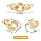 CHGCRAFT 5 Set 25.5mm Real 18K Golde Plated Brass Micro Pave Cubic Zirconia Fold Over Clasps Oval Shaped Long-Lasting Golden Plated Clasps for Earrings Bracelet Jewelry Making Pendant Connector