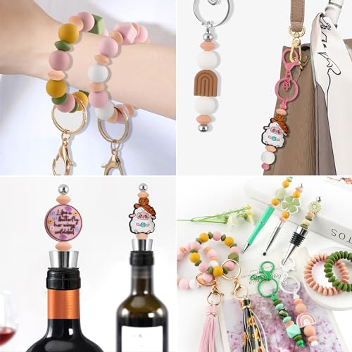 Sunrony 200Pcs Silicone Lentil Beads for Keychain Making, Bulk 12mm Silicone Abacus Spacer Beads for Necklace Bracelet Making Pens(Peach) - color: H-Peach