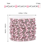 33 Feet Stainless Steel Enamel Chains Bulk, 2mm 304 Stainless Steel Pink Enamel Beaded Cable Link Chain Roll Spool for Jewelry Making - color: Stainless Steel Pink Beads