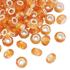 100pcs 14mm Large Hole Glass Crystal Faceted Beads - Gold European Crystal Spacer for Necklace, Earring, Bracelet Crafts Jewelry Making - color: Gold