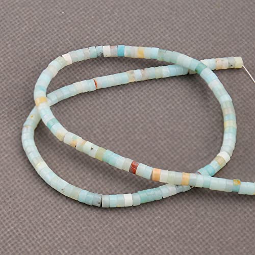BONNY BOXX 150PCs Natural Amazonite Spacer Beads, Loose Semi Precious Flat Round Gemstone Heishi Disc Stone Beads for Beading Jewelry Making 4mm*2mm - color: Amazonite, size: 4MM*2MM