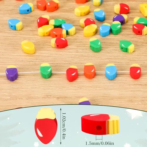 300pcs Christmas Bulbs Polymer Clay Beads, Christmas Spacer Heishi Beads for DIY Crafts Bracelet Necklace Earring Jewelry Making Party Supplies Accessories - color: Multicolor