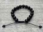 GAF TREASURES Grade A ++ Gemstone Round Bead Adjustable Bracelet 10mm, Genuine Crystal Bead Bracelet, Gift for Men & Women - color: Black Obsidian
