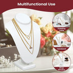 Novel Box White Leatherette Stand Jewelry Necklace Display 5.5x3x7.5 Inches - Freestanding Travel Necklace Holder Stand - Necklace Mannequin Organizer Stands - Necklace Displays Small - color: White Leatherette, size: Small