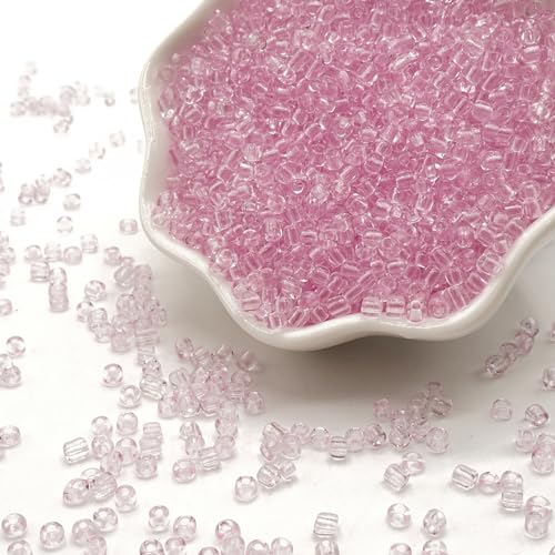 Pink Glass Seed Beads 5000 Pcs, 3mm Small Craft Pony Beads Bulk for Bracelets, DIY Necklace Ring Waist Chain - color: Pink