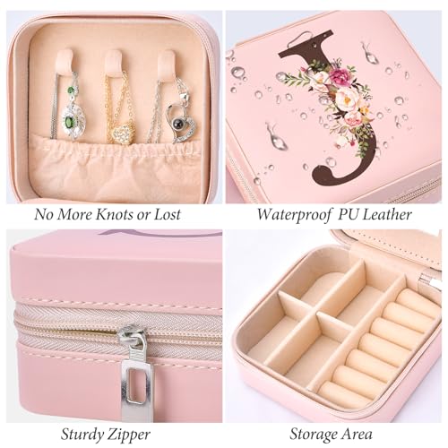 Inngeroo Christmas Gift Ideas, Initial Travel Jewelry Case Box Organizer Personalized Gifts, Fashion Travel Essentials Trendy Stuff Gifts for Teen Girls - style: J