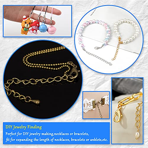 750Pcs Chain Extender Set for Jewelry Making,Necklace Bracelet Chain Extender Chains Extension Tails with Lobster Claw Clasps and Open Jump Ring for Necklaces Bracelet,Anklets,Jewelry Making Supplies - color: 750pcs Gold,Silver,KC gold,white K,Antique gre
