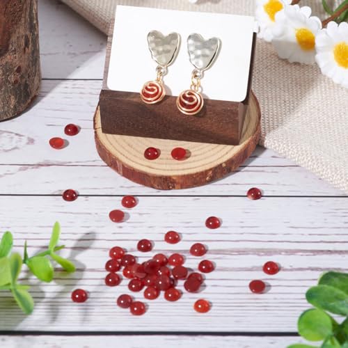 Fashewelry 50Pcs Natural Carnelian Cabochon Stone Half Round Beads 6mm Flat Back Gemstone Chakra Healing Crystal Dome Cover Cabs for Jewelry Making - color: 7-Carnelian, size: 6x3~4mm