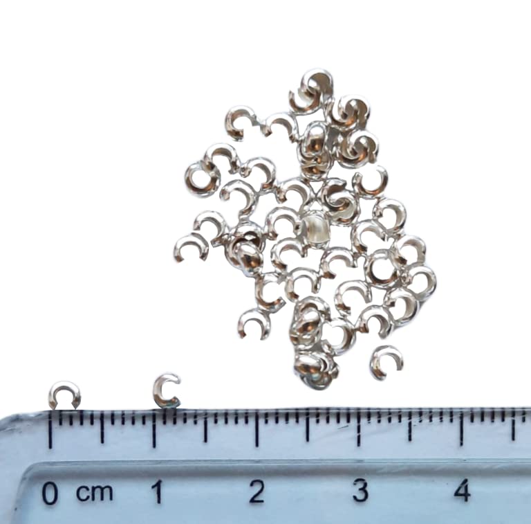 50pcs 925 Sterling Silver Open Crimp Bead Covers, 3MM, By CRAFT WIRE - color: 925 Sterling Silver, size: 3MM
